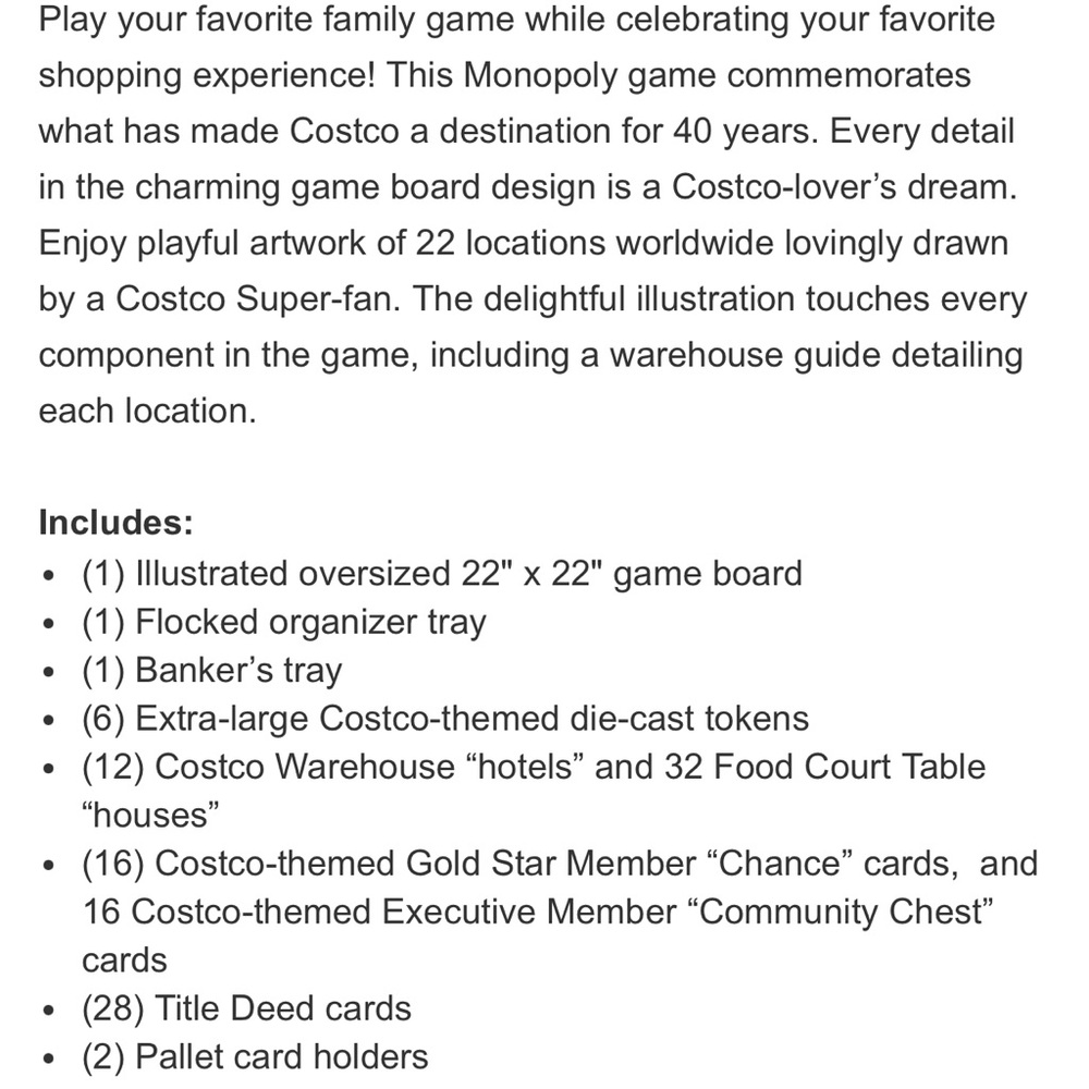 Costco Monopoly Game Limited Edition Exclusive Board Game Sealed NEW - Picture 9 of 10